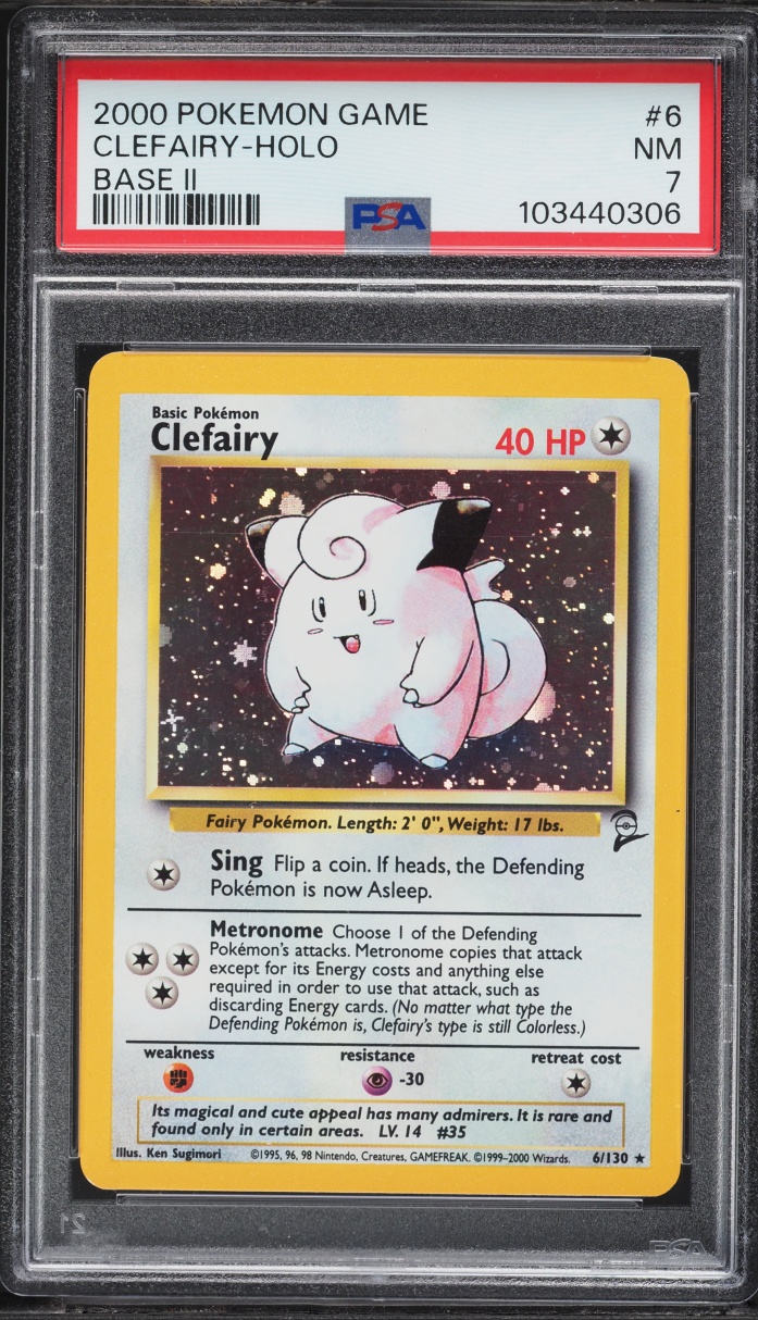 2000 Pokemon Base Set 2 Holo Clefairy #6 PSA 7 NRMT