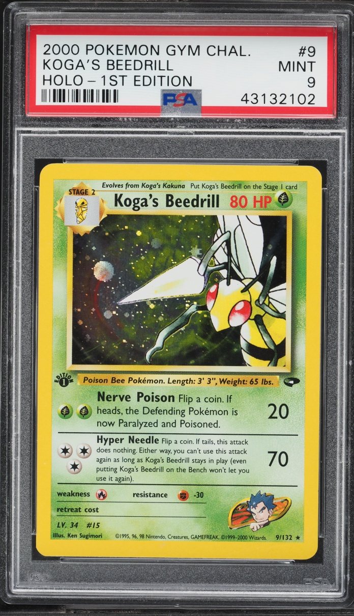 2000 Pokemon Gym Challenge 1st Edition Holo Koga's Beedrill #9 PSA 9 MINT