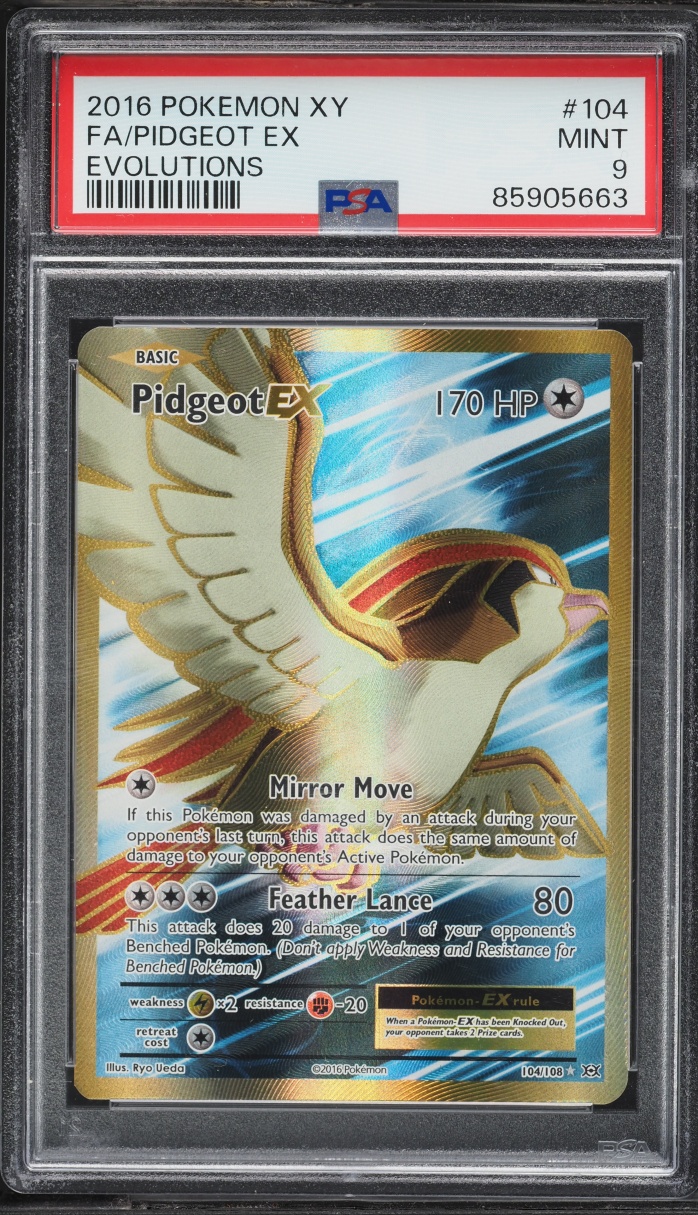 2016 Pokemon XY Evolutions Gold Rare Pidgeot EX #104 PSA 9 MINT