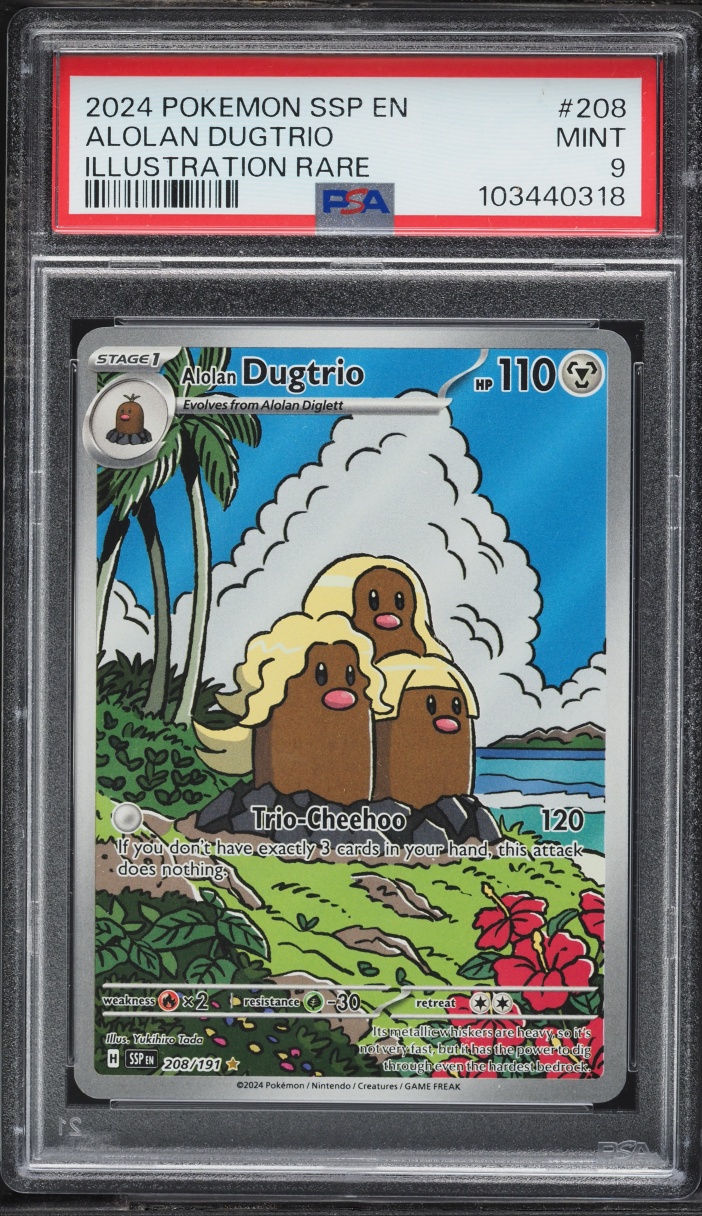 2024 Pokemon Scarlet & Violet Surging Sparks IR Alolan Dugtrio #208 PSA 9 MINT