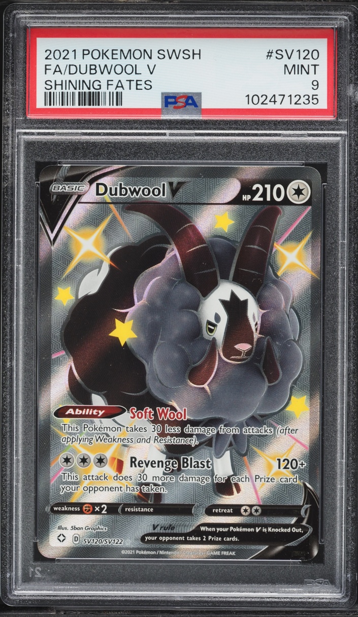2021 Pokemon Sword & Shield Shining Fates Shiny Vault Full Art Dubwool V #SV120 PSA 9 MINT
