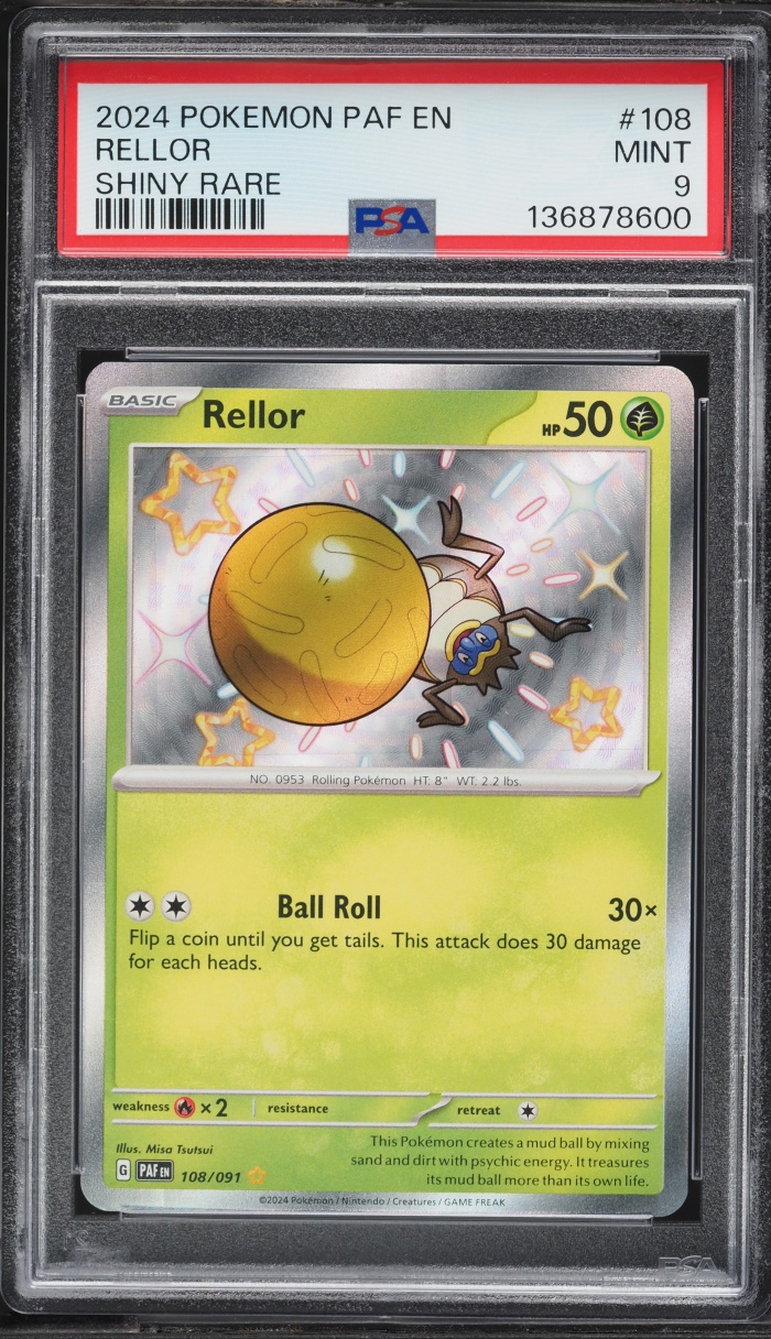 2024 Pokemon Scarlet & Violet Paldean Fates Shiny Rellor #108 PSA 9 MINT
