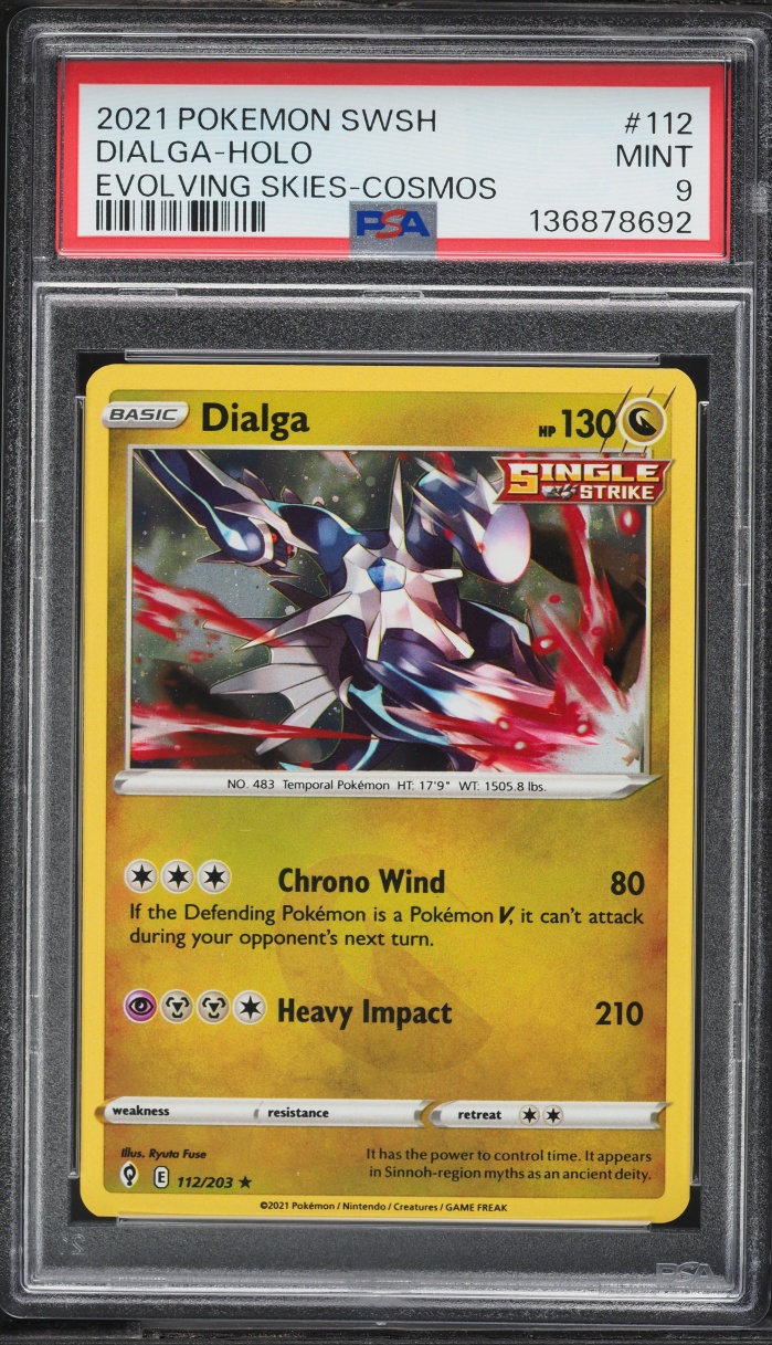 2021 Pokemon Sword & Shield Evolving Skies Cosmos Holo Dialga #112 PSA 9 MINT