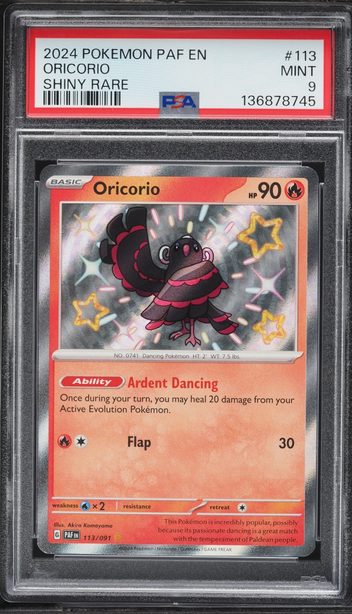 2024 Pokemon Scarlet & Violet Paldean Fates Shiny Oricorio #113 PSA 9 MINT