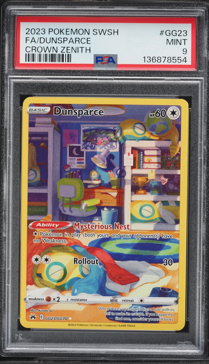 2023 Pokemon Sword & Shield Crown Zenith Alt Art Dunsparce #GG23 PSA 9 MINT
