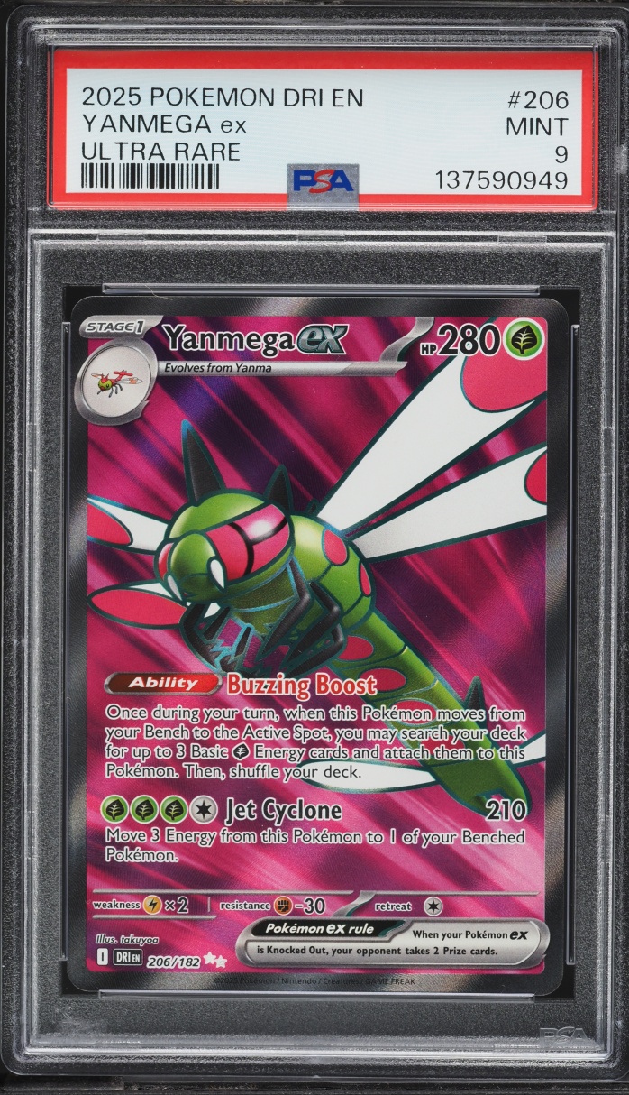 2025 Pokemon Scarlet & Violet Destined Rivals Full Art Yanmega ex #206 PSA 9 MINT