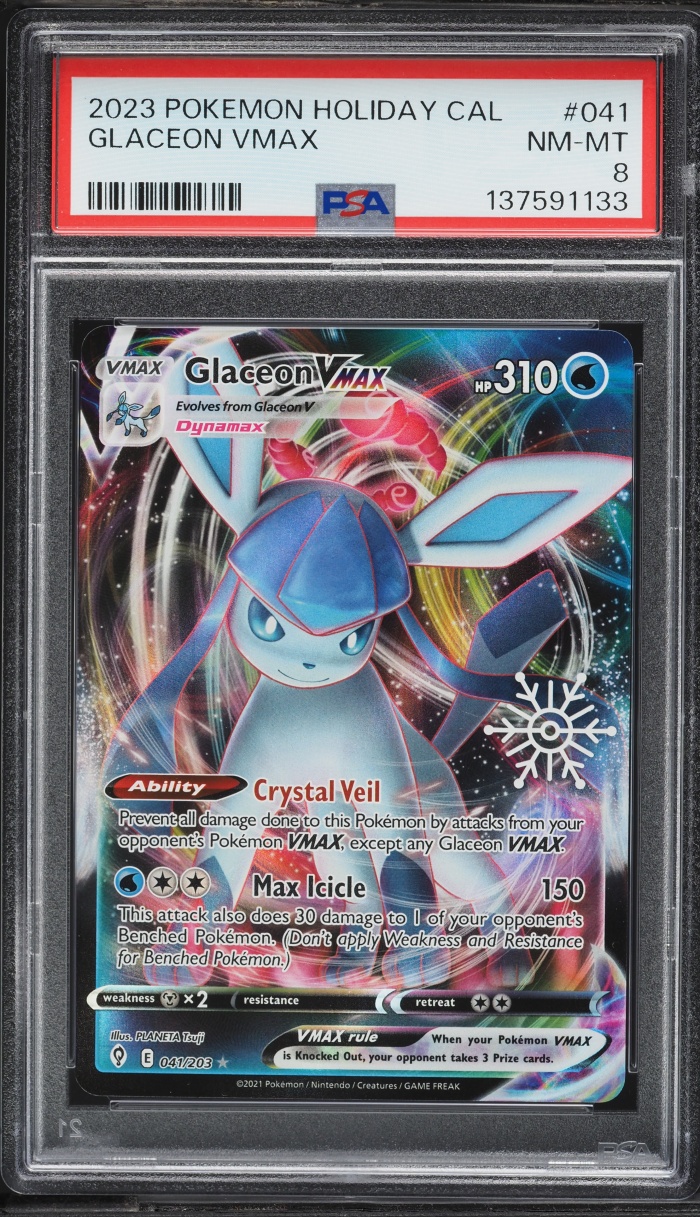 2023 Pokemon Sword & Shiel Evolving Skies Holiday Calendar Glaceon VMAX #41 PSA 8 NM-MT