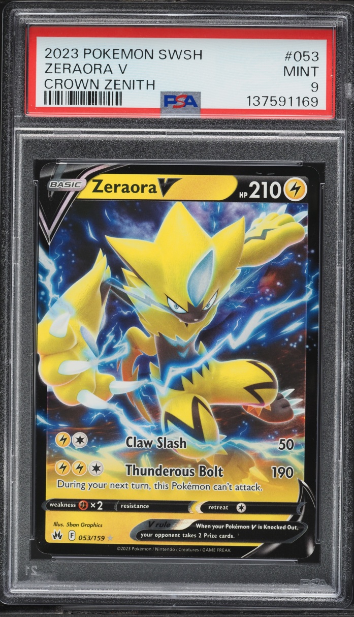 2023 Pokemon Sword & Shield Crown Zenith Zeraora V #53 PSA 9 MINT