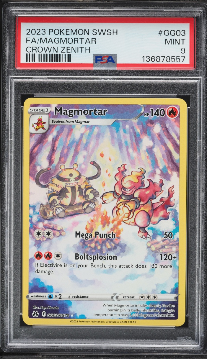 2023 Pokemon Sword & Shield Crown Zenith Full Art Magmortar #GG03 PSA 9 MINT