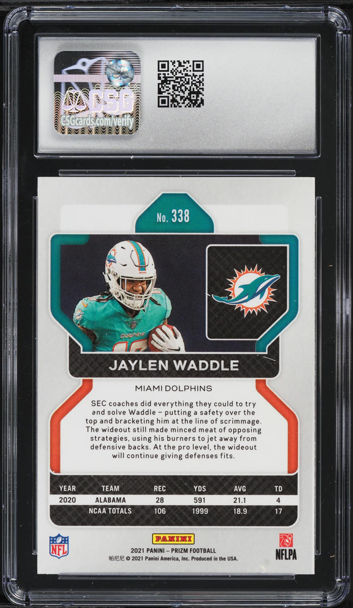 2021 Panini Prizm Jaylen Waddle ROOKIE #338 CSG 8.5 NM-MT+