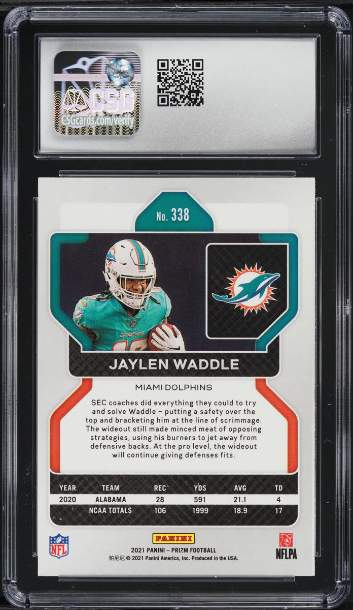 2021 Panini Prizm Jaylen Waddle ROOKIE #338 CSG 9.5 MINT+