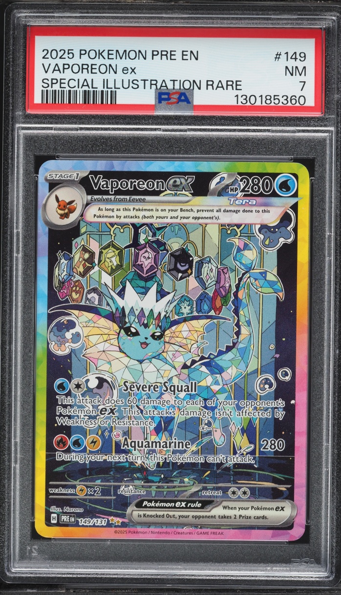 2025 Pokemon Scarlet & Violet Prismatic Evolutions SIR Vaporeon Ex #149 PSA 7 NRMT