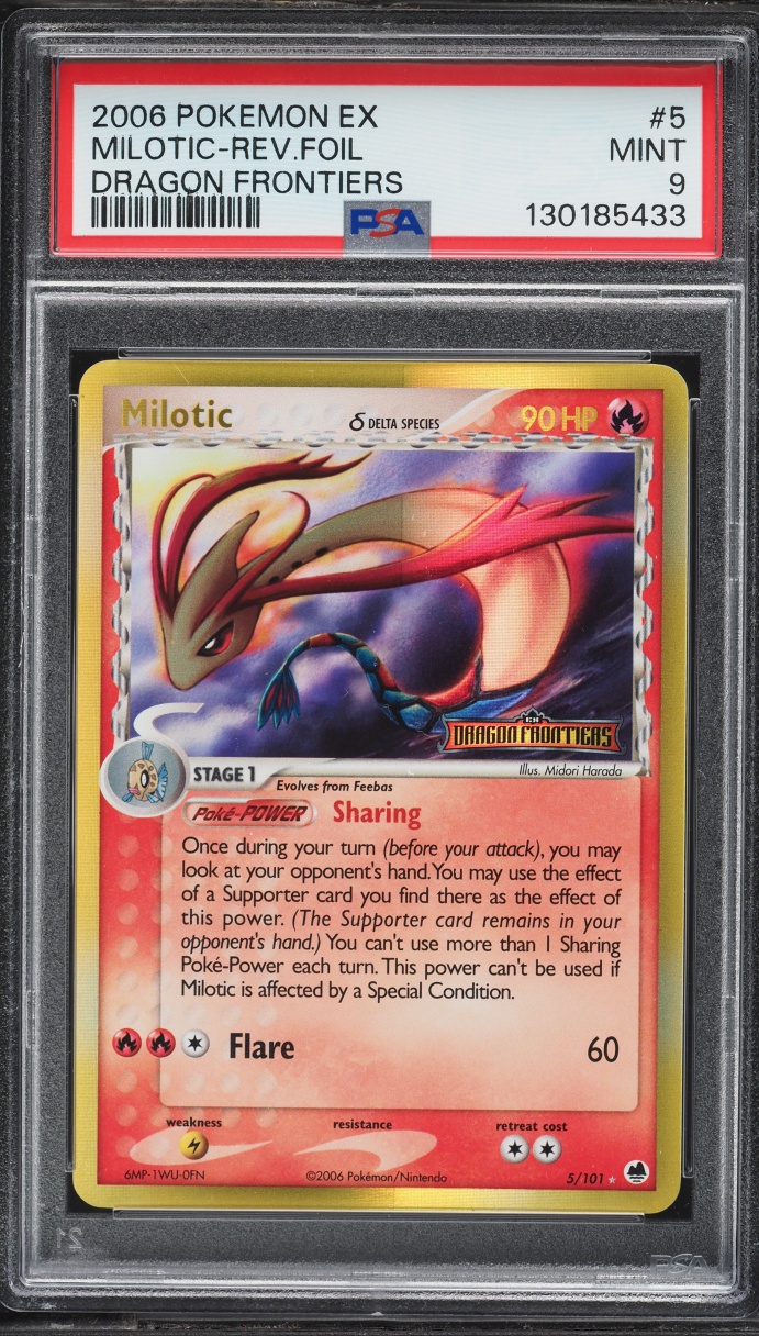 2006 Pokemon EX Dragon Frontiers Reverse Holo Milotic #5 PSA 9 MINT