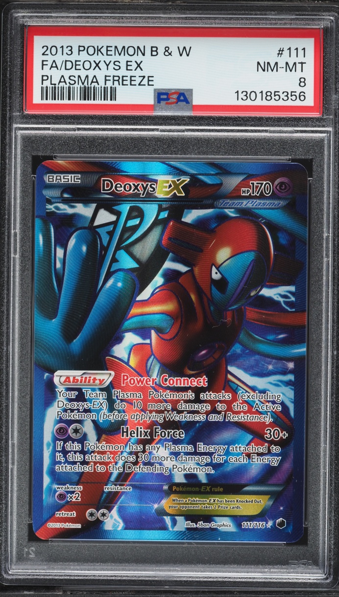 2013 Pokemon Black & White Plasma Freeze Full Art Deoxys EX #111 PSA 8 NM-MT