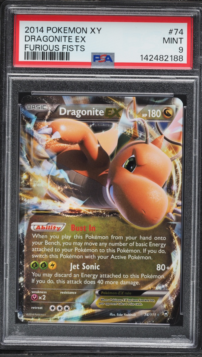 2014 Pokemon XY Furious Fists Dragonite Ex #74 PSA 9 MINT