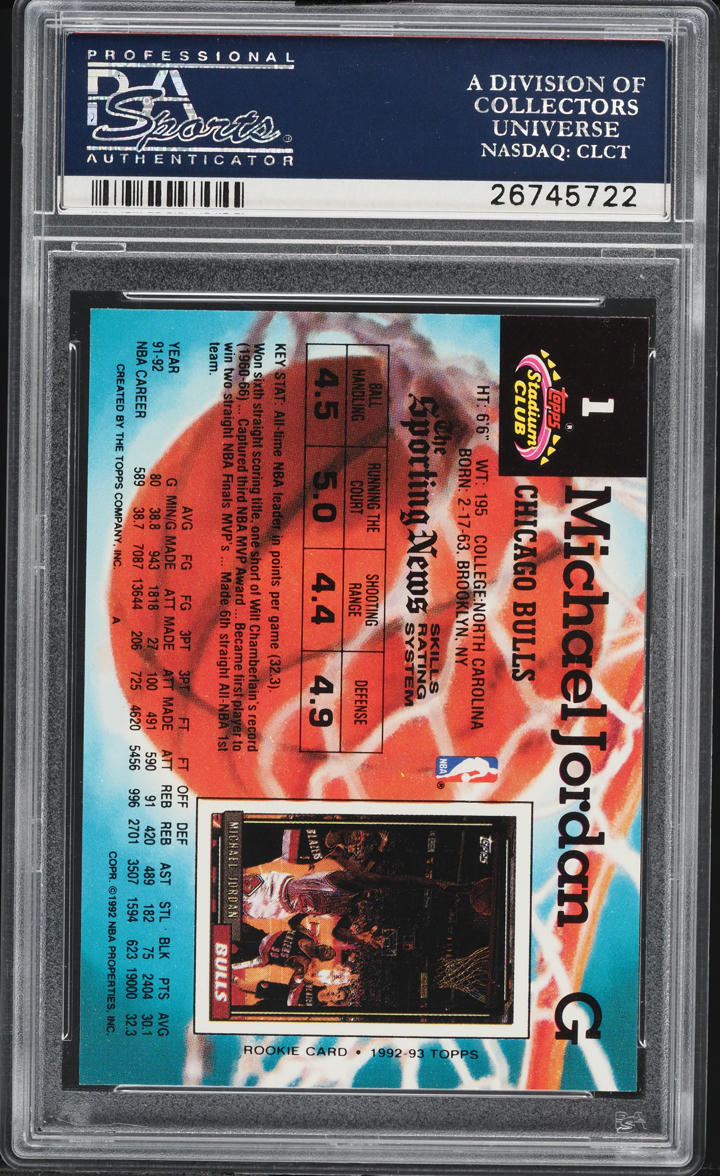 1992 Stadium Club Michael Jordan #1 PSA 10 GEM MINT