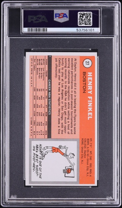 1970 Topps Basketball Henry Finkel #27 PSA 7 NRMT