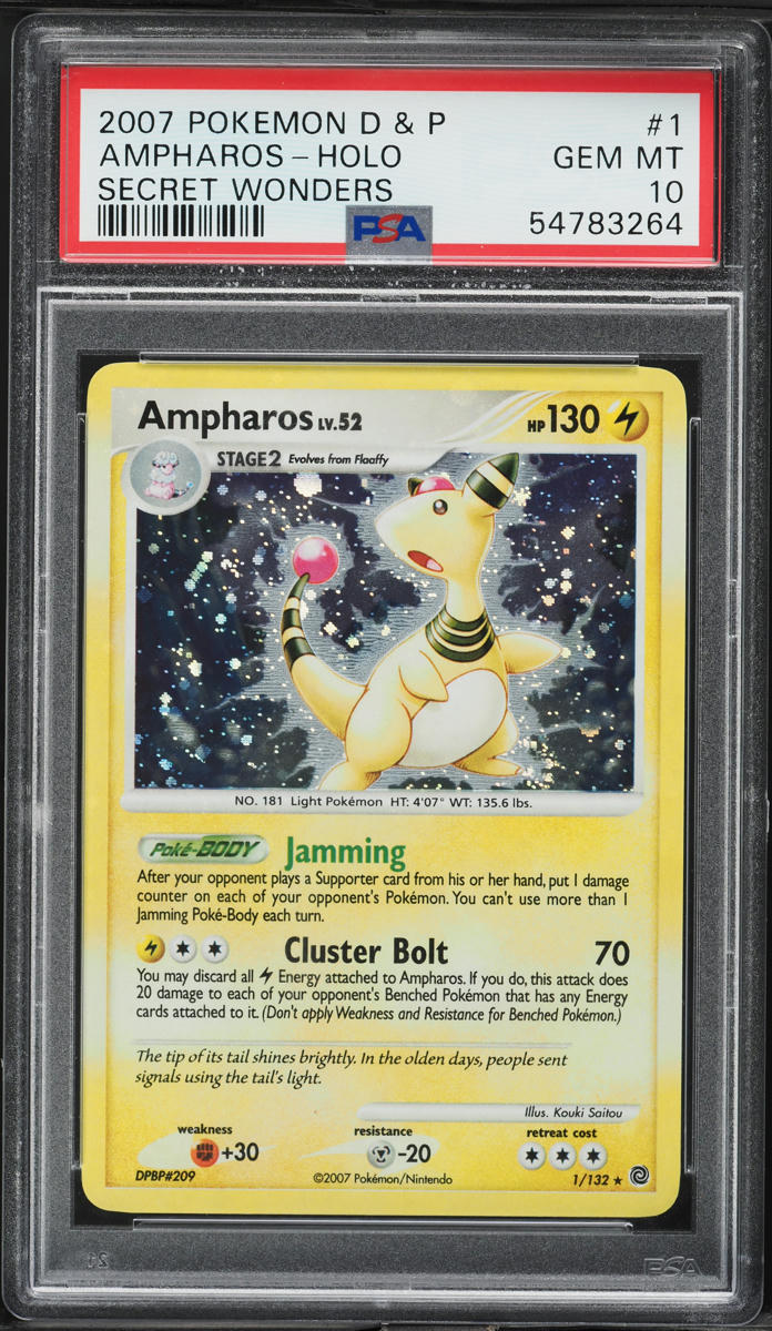 2007 Pokemon Diamond & Pearl Secret Wonders Holo Ampharos #1 PSA 10 GEM MINT