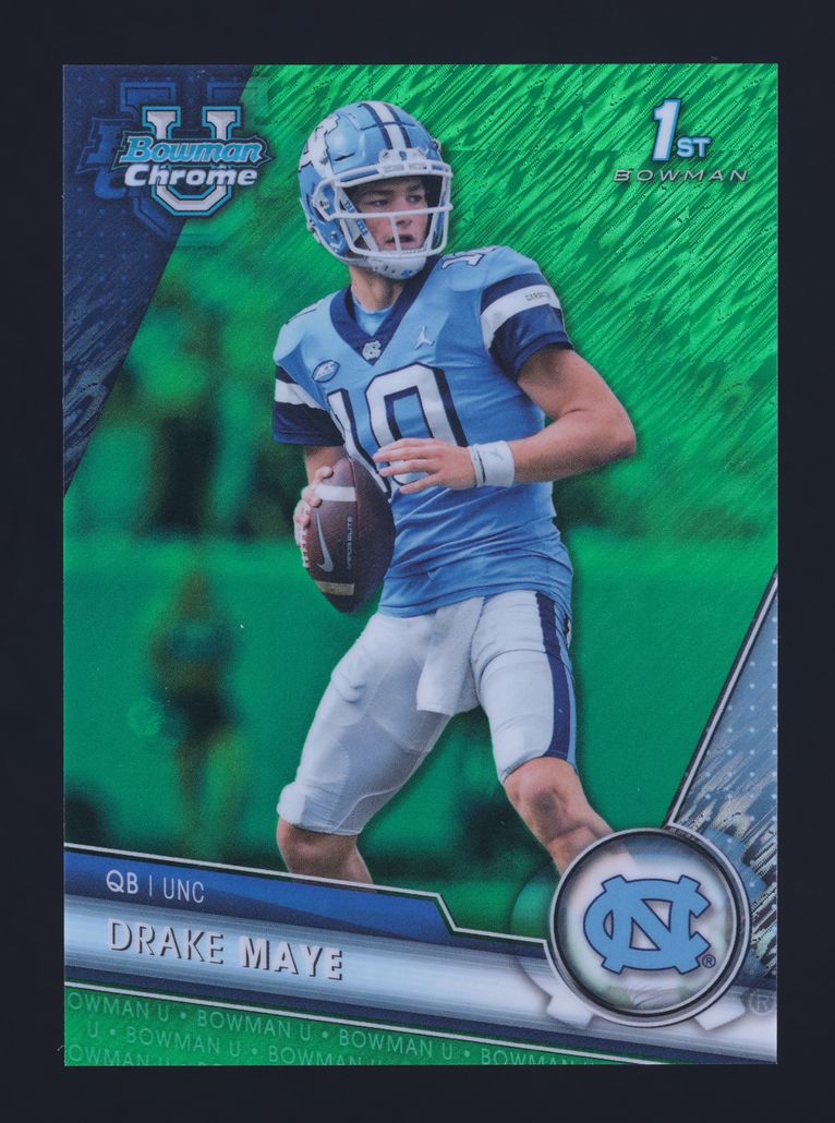 2023 Bowman Chrome U Green Shimmer Refractor Drake Maye ROOKIE /99 #200 MBA AUTH
