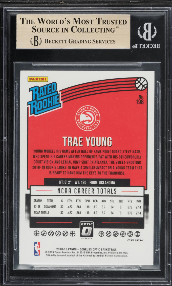 2018 Donruss Optic Holo Trae Young ROOKIE #198 BGS 9.5 GEM MINT