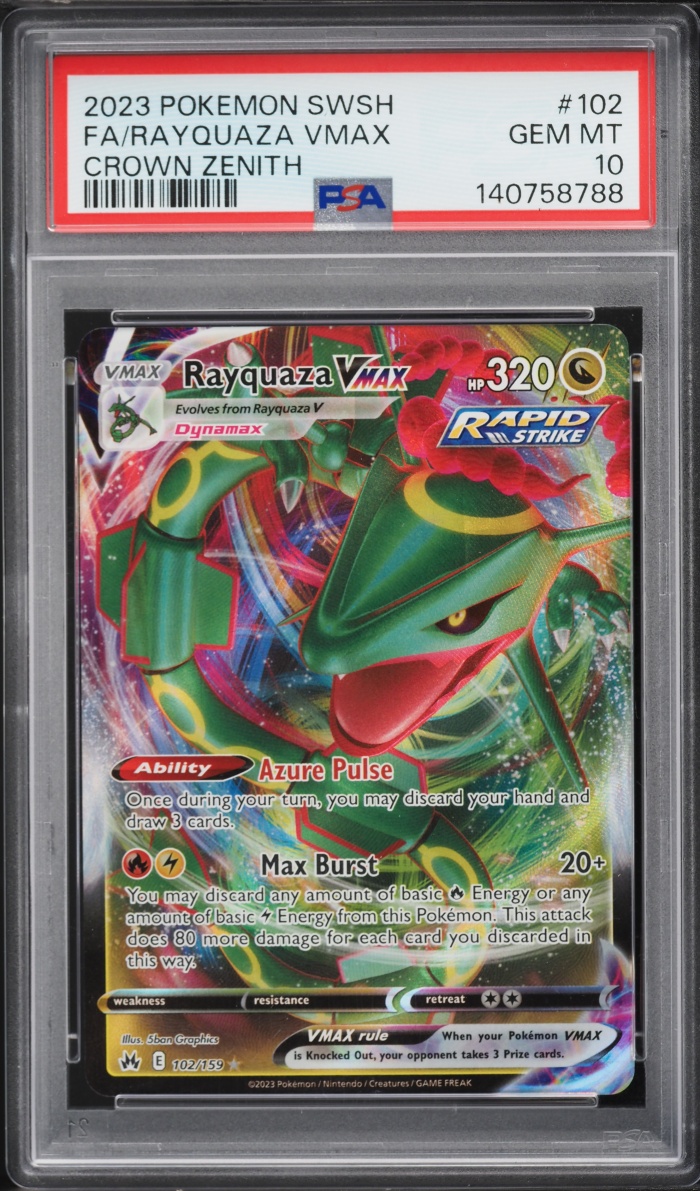 2023 Pokemon Sword & Shield Crown Zenith Alt Art Rayquaza VMAX #102 PSA 10 GEM MINT