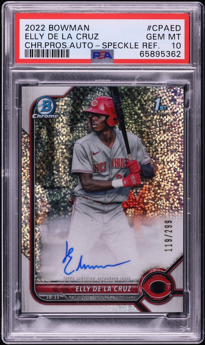 2022 Bowman Chrome Speckle Refractor Elly De La Cruz PROSPECT AUTO /299 #CPA-ED PSA 10 GEM MINT