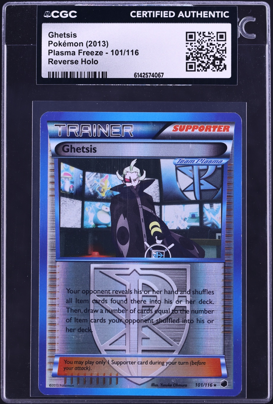 2013 Pokemon Black & White Plasma Freeze Reverse Holo Ghetsis #101 CGC AUTH