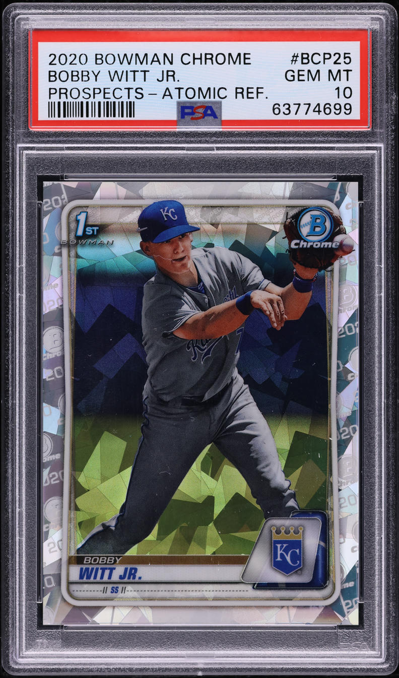 2020 Bowman Chrome Atomic Refractor Bobby Witt Jr. PROSPECT #BCP25 PSA 10 GEM MINT