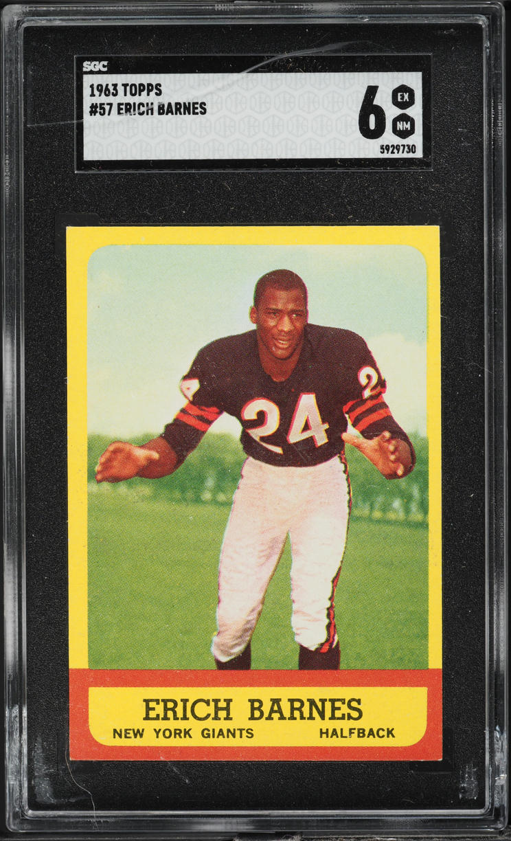 1963 Topps Football Erich Barnes #57 SGC 6 EXMT