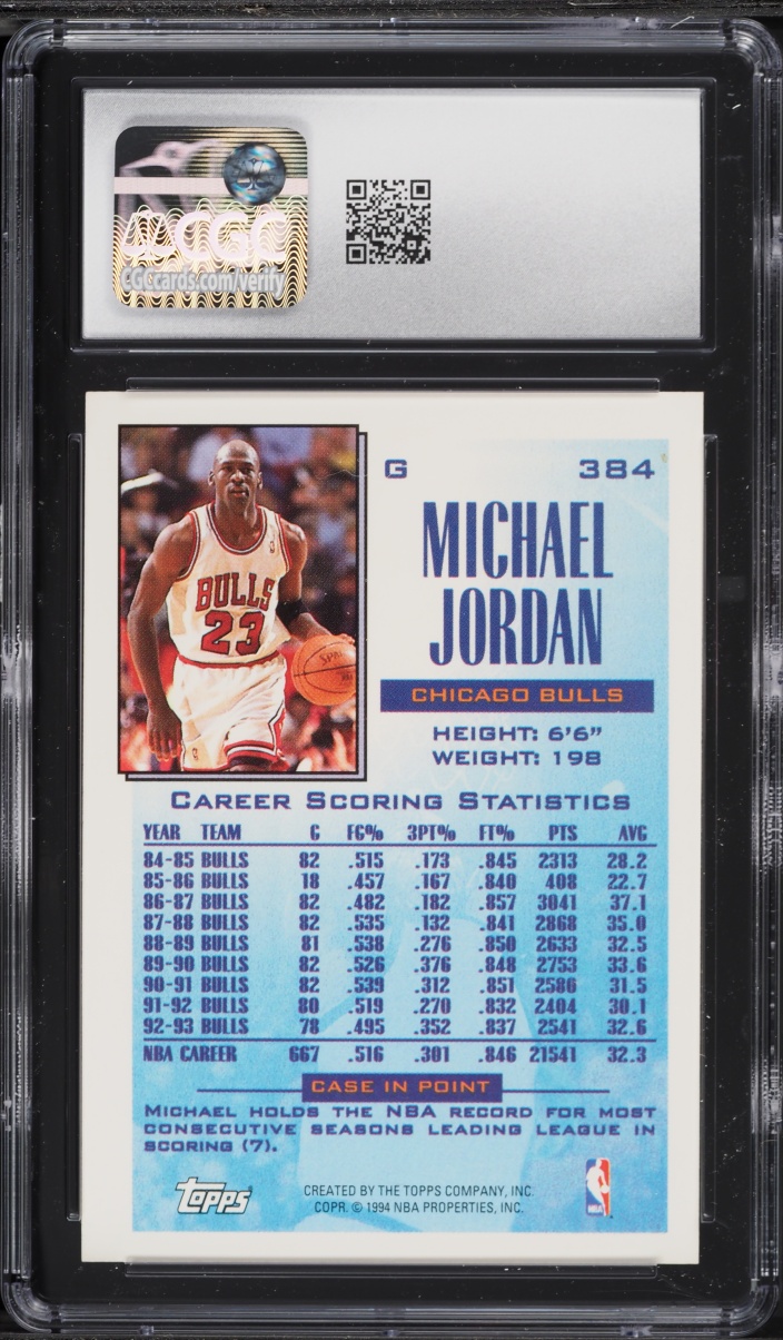 1993 Topps Basketball Michael Jordan #384 CGC 9 MINT