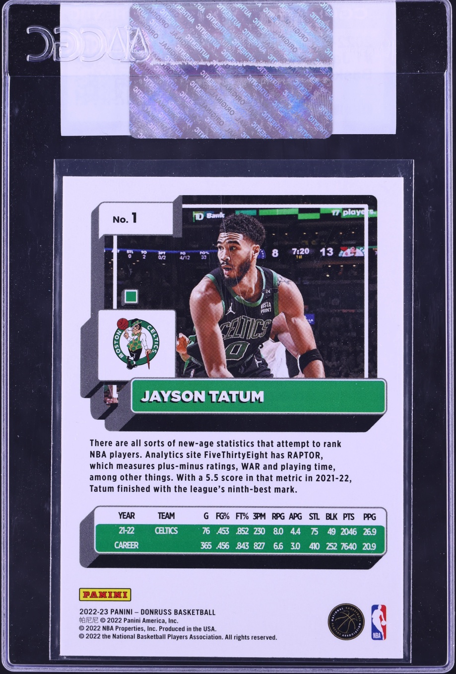 2022 Donruss Basketball Jayson Tatum #1 CGC AUTH
