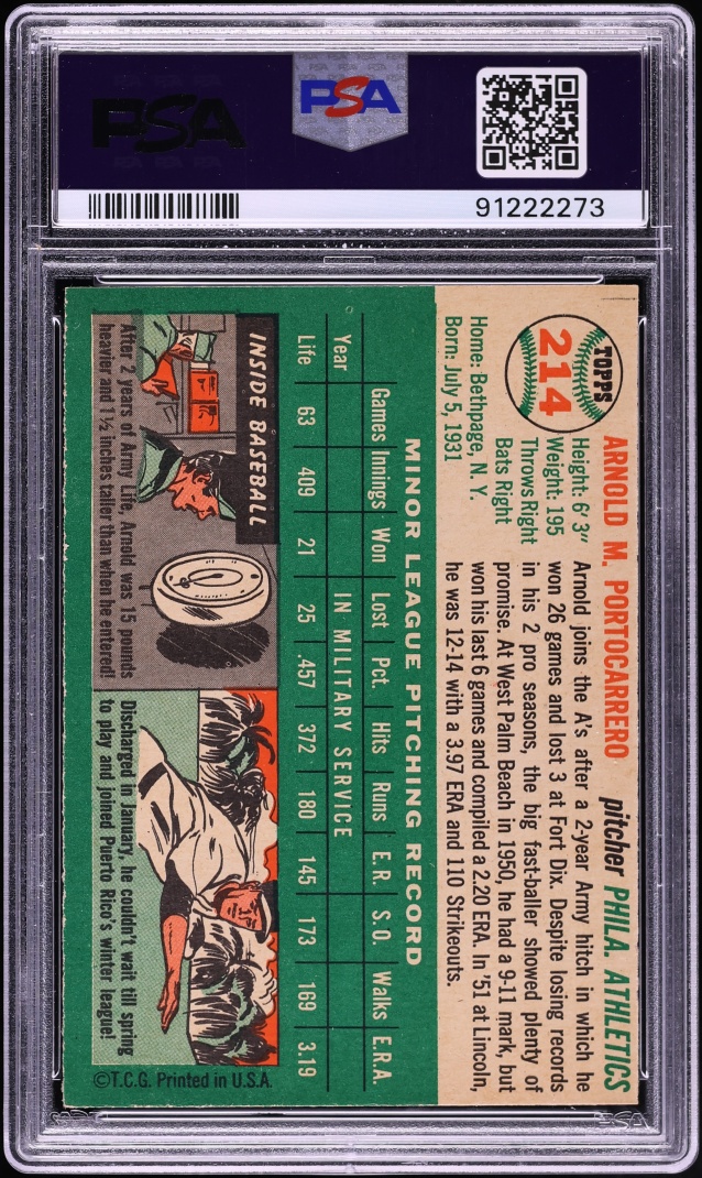 1954 Topps Arnold Portocarrero #214 PSA 6 EXMT