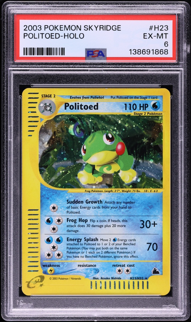 2003 Pokemon Skyridge Holo Politoed #H23 PSA 6 EXMT
