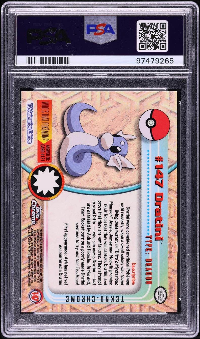2000 Topps Chrome Pokemon Series 2 Tekno Dratini #147 PSA 10 GEM MINT