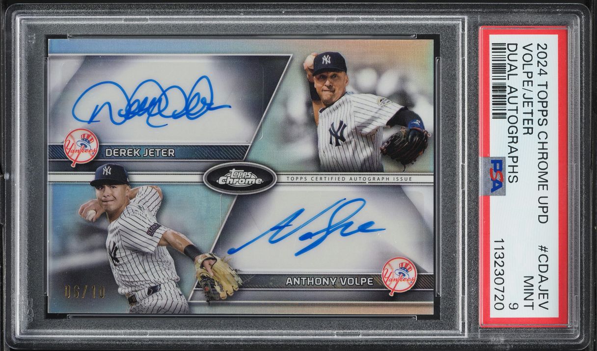 2024 Topps Chrome Update Dual Anthony Volpe Derek Jeter AUTO /10 #CDA-JEV PSA 9