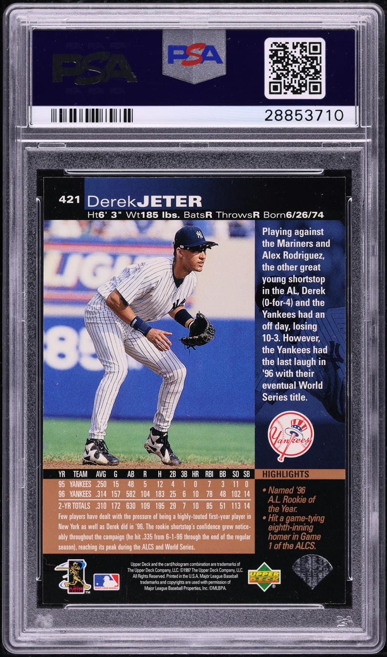 1997 Upper Deck Derek Jeter #421 PSA 10 GEM MINT on Fanatics Collect