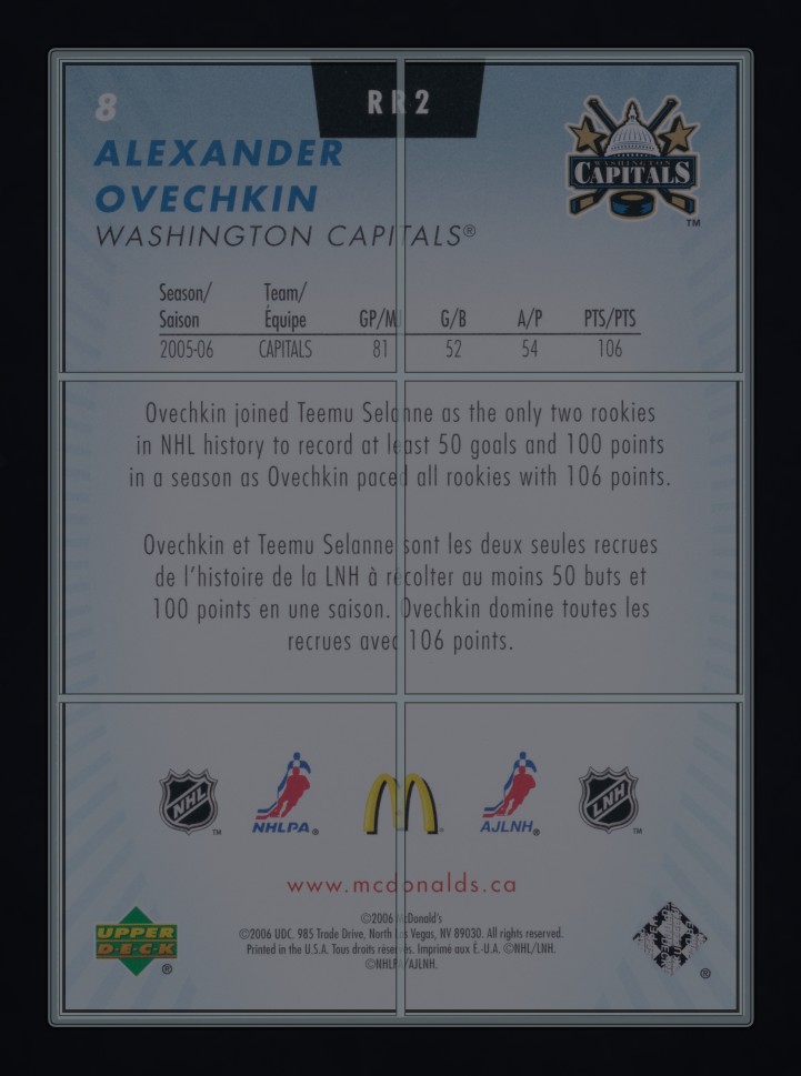 2006 Upper Deck McDonald's Review Alexander Ovechkin #RR2 MBA AUTH