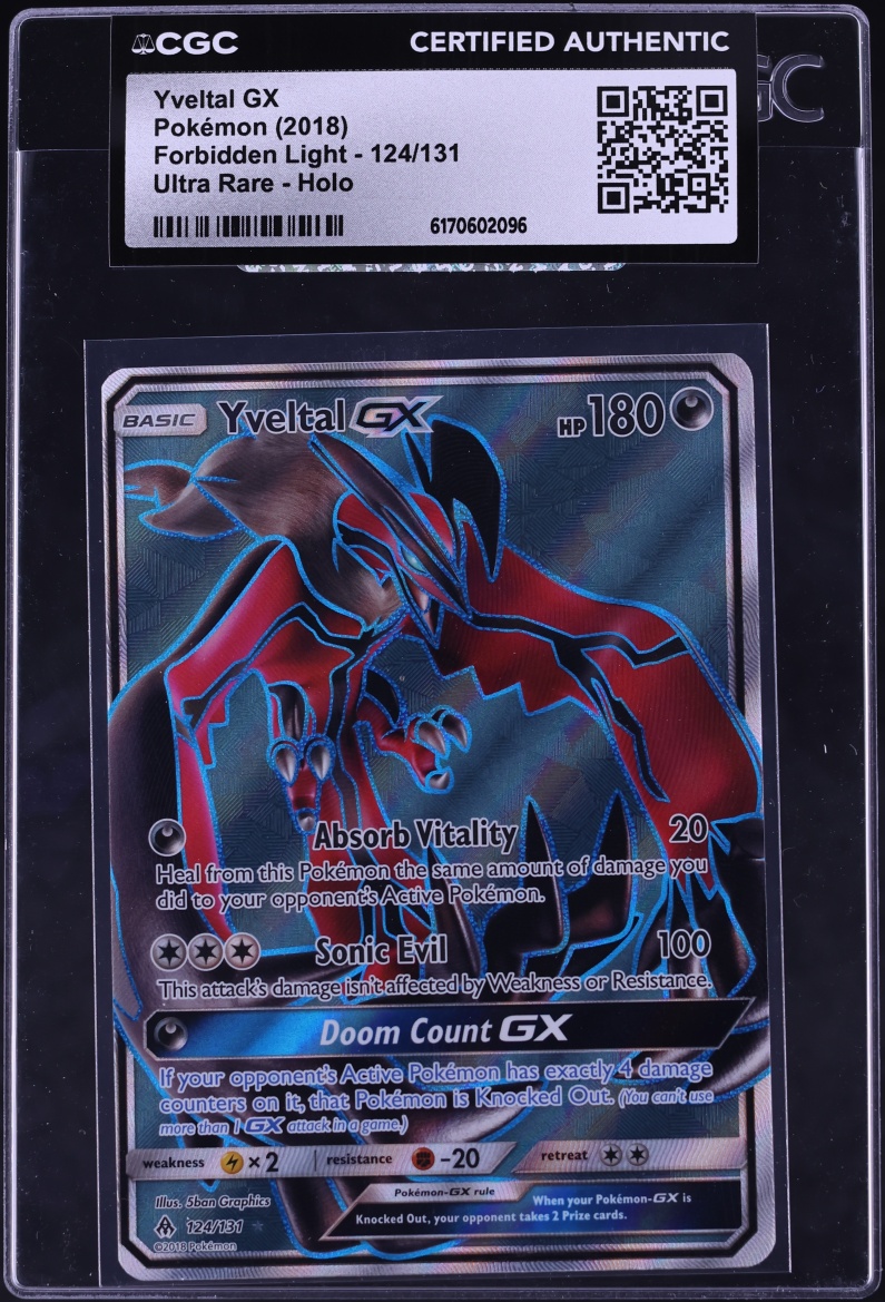 2018 Pokemon SM Forbidden Light Full Art Yveltal GX #124 CGC AUTH