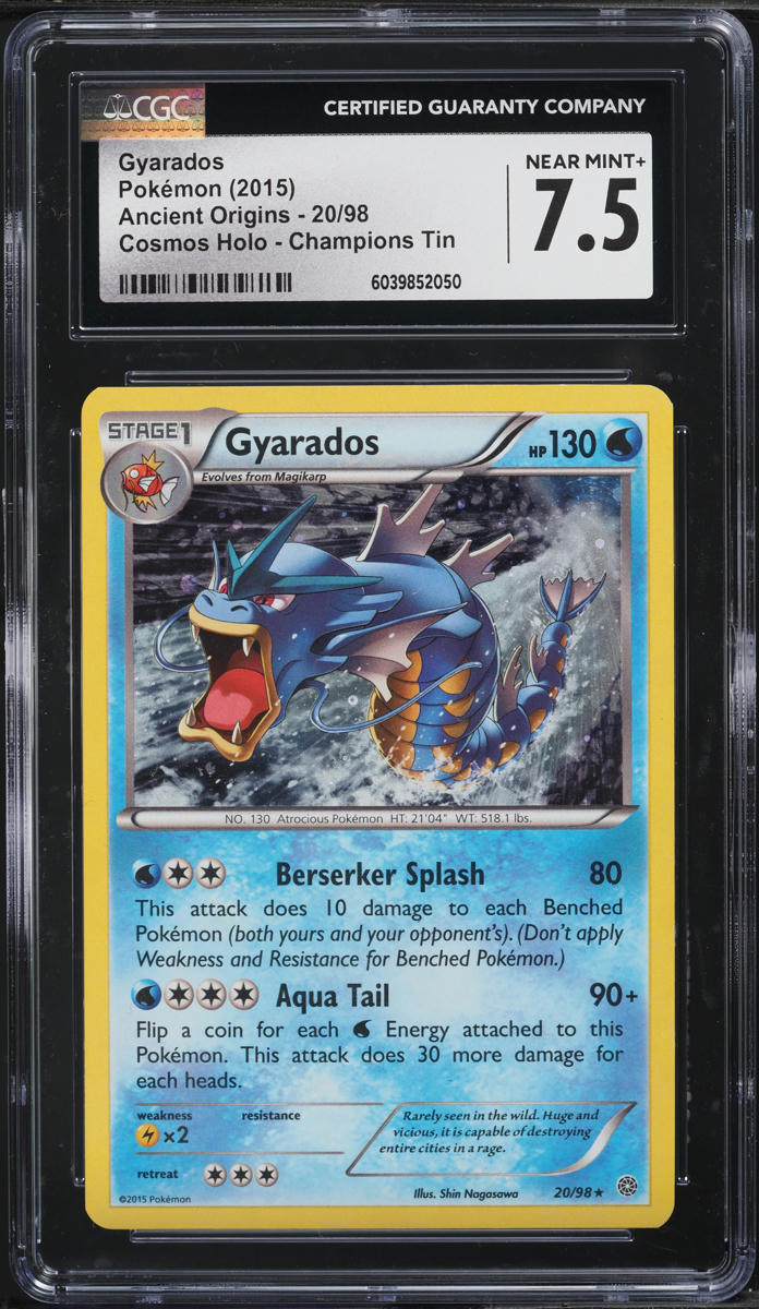 2015 Pokemon XY Ancient Origins Cosmos Holo Champions Tin Gyarados #20 CGC 7.5