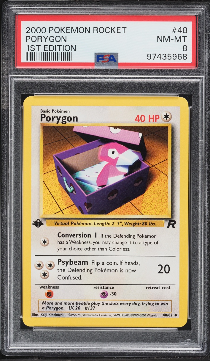 2000 Pokemon Team Rocket 1st Edition Porygon #48 PSA 8 Nm-Mt