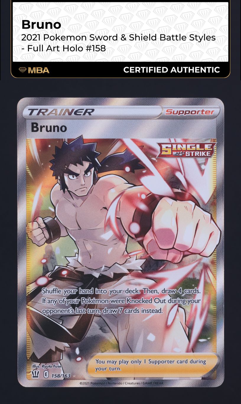 2021 Pokemon Sword & Shield Battle Styles Full Art Bruno #158 MBA AUTH