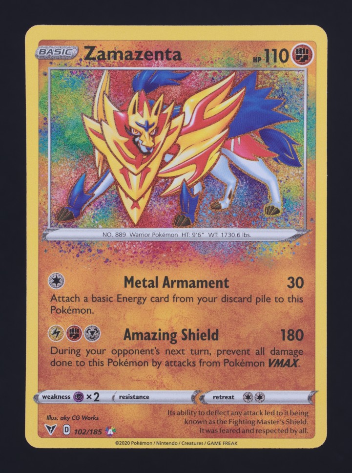 2020 Pokemon Sword & Shield Vivid Voltage Amazing Rare Zamazenta #102 MBA AUTH