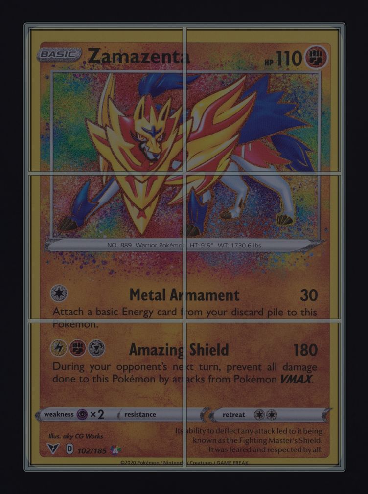 2020 Pokemon Sword & Shield Vivid Voltage Amazing Rare Zamazenta #102 MBA AUTH