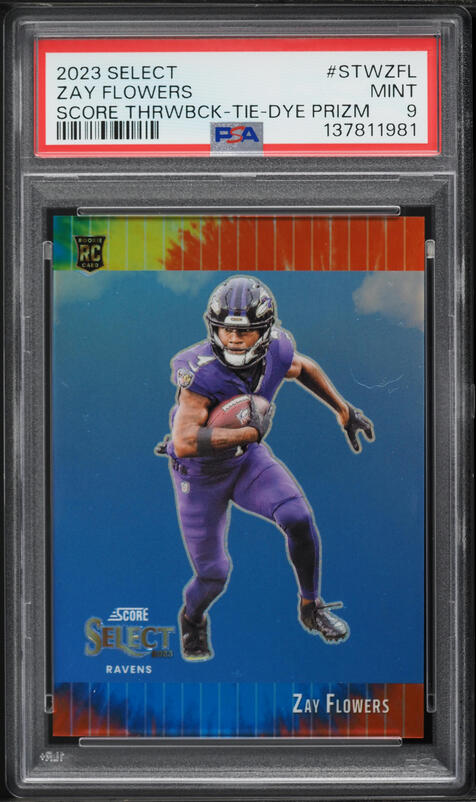 2023 Select Score Throwback Tie-Dye Prizm Zay Flowers ROOKIE /25