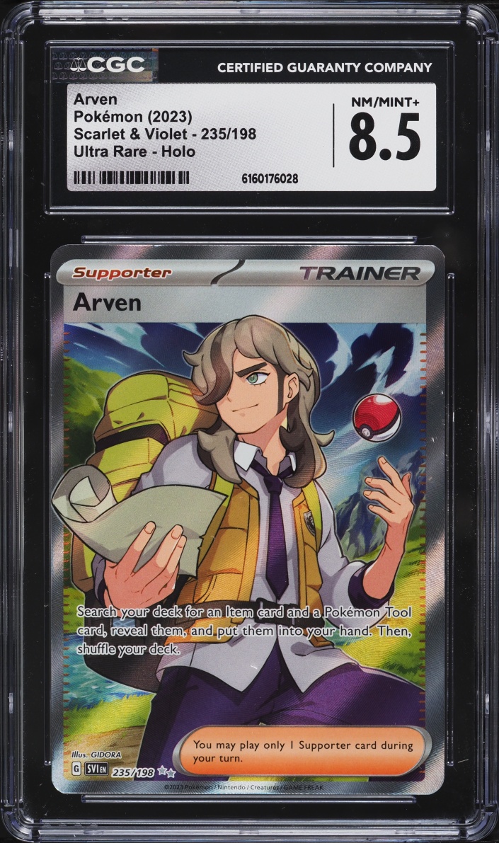 2023 Pokemon Scarlet & Violet Full Art Arven #235 CGC 8.5 NM-MT+