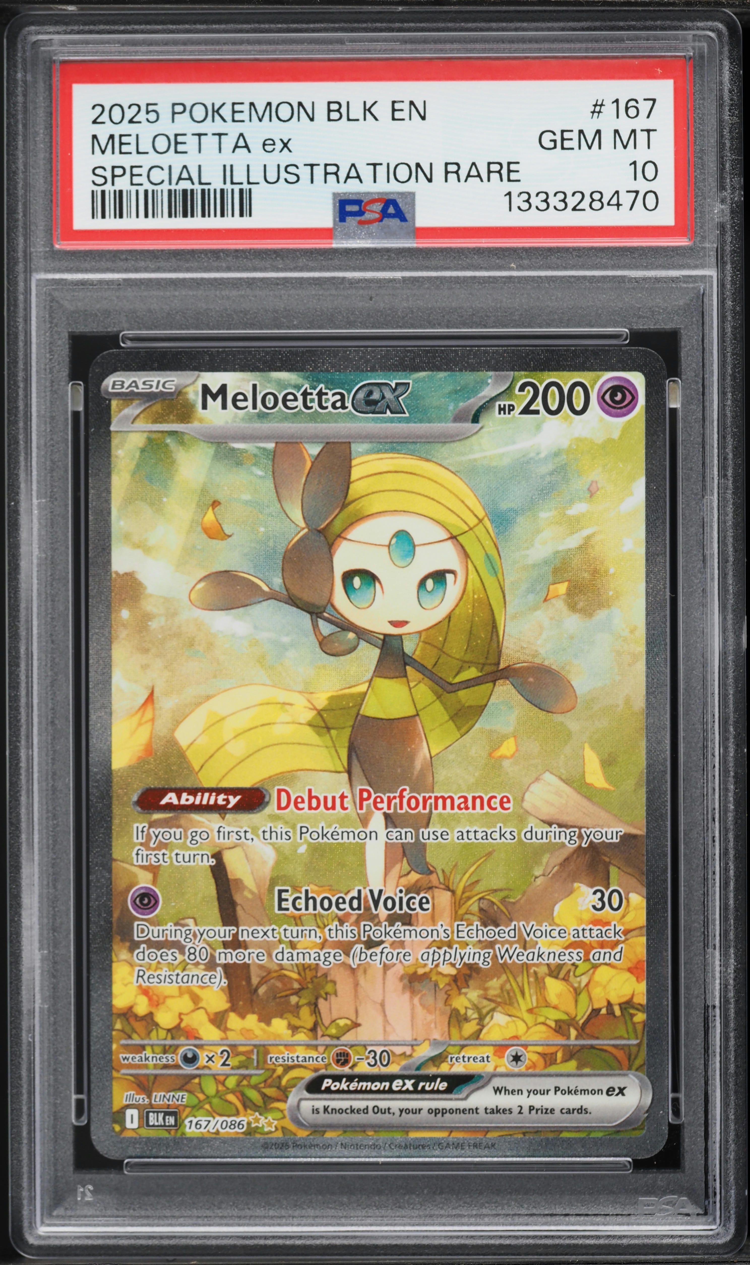 2025 Pokemon Scarlet & Violet Black Bolt SIR Meloetta EX #167 PSA 10 GEM MINT