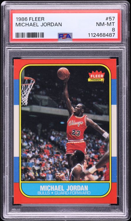 1986 Fleer Basketball Michael Jordan #57 PSA 8 NM-MT - Photo 1