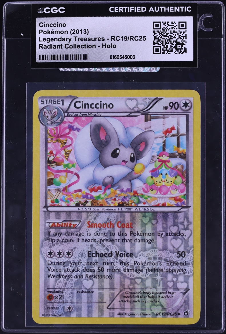 2013 Pokemon BW Legendary Treasures Radiant Collection Holo Cinccino #RC19 CGC AUTH