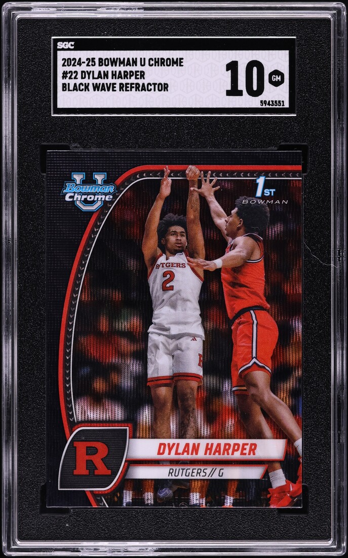 2024 Bowman Chrome U Black Wave Refractor Dylan Harper ROOKIE #22 SGC 10 GEM