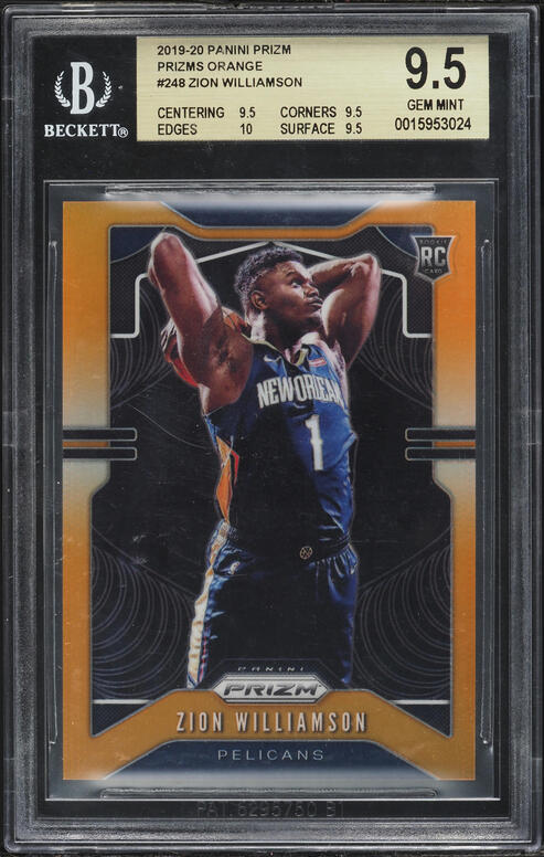 2019-20 Panini Prizm Prizms Orange Ice #129 LeBron James PSA 10 on